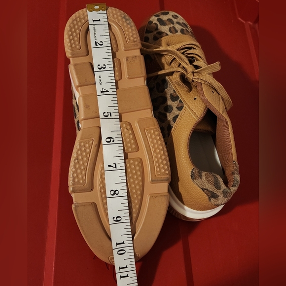 Women's tennis shoes, animal print, leopard print, beige, casual sneakers, women - Picture 4 of 15